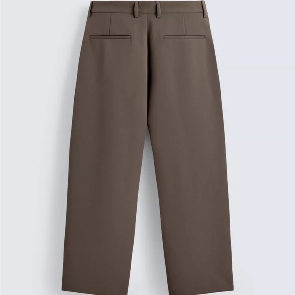 Wide Leg Pleated Trousers - Brown/ Taupe - Picture 2 of 9